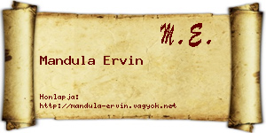 Mandula Ervin névjegykártya